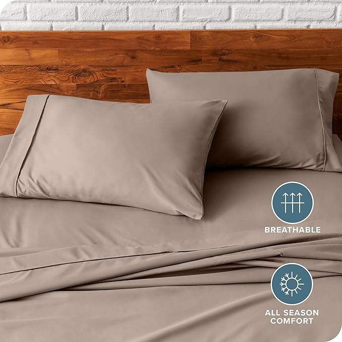 Bare Home Microfiber Pillow Cases - Standard/Queen Size Set of 2 - Cooling Pillowcases - Double Brushed - Taupe Pillowcases 2 Pack - Easy Care (Standard Pillowcase Set of 2, Taupe)