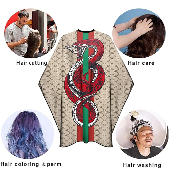 Barber Capes Hair Cutting Capes Salon Stylist Capes with Snaps Waterproof Professional Large Barber Hairdresser Gown Cape- 63”× 56”(SNAKE)