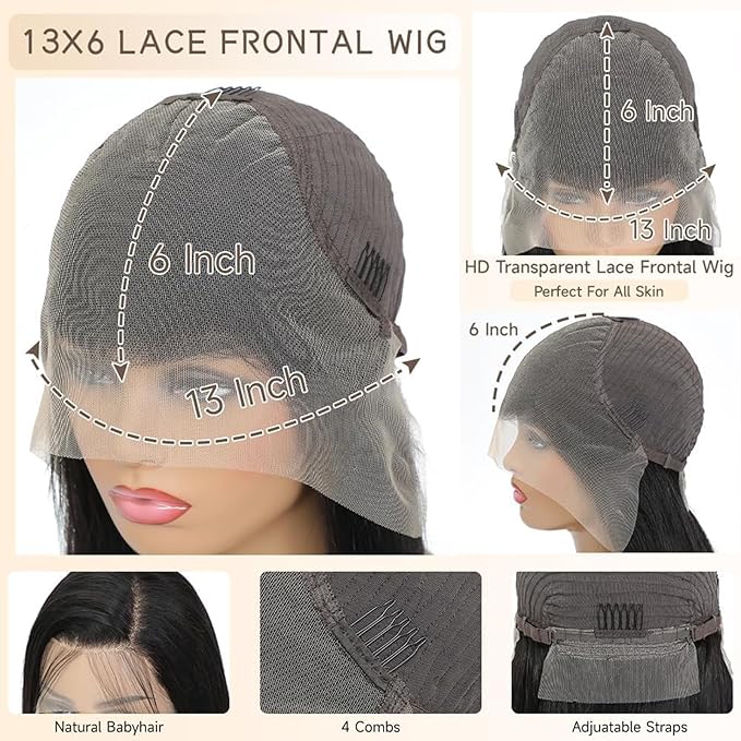 28 Inch Deep Wave Lace Front Wigs Human Hair 13x6 HD Lace Front Wigs Human Hair Pre Plcked Curly Human Hair Wig for Women 200% Density Water Wave Lace Front Wigs Human Hair With Baby Hair