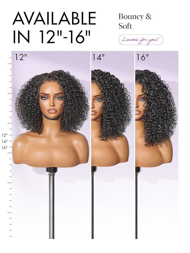 LUVME HAIR Wet and Wavy 5x5 Closure Water Wave Short Curly Bob Glueless Wigs Human Hair Pre Plucked Pre Cut Lace Side Part 100% Human Hair Wig 14 Inches