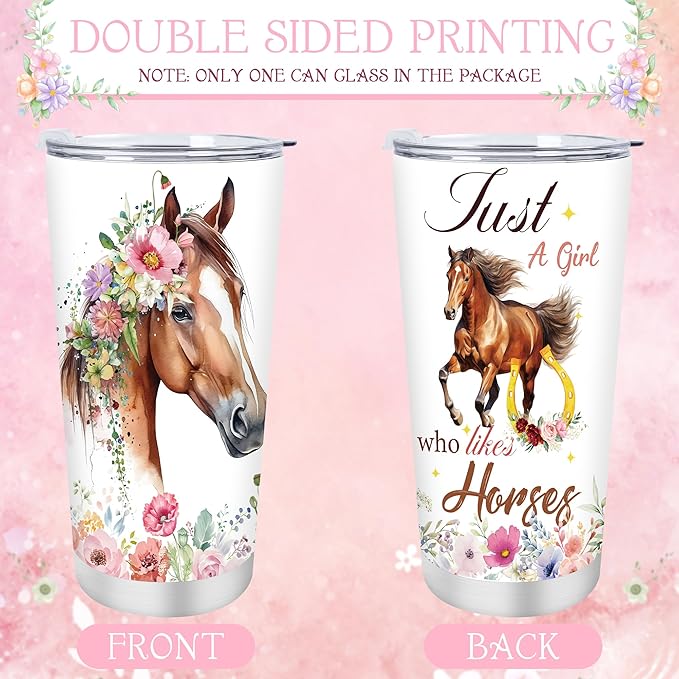 Keluna Horse Gifts for Women - Horse Lover Must Haves Essentials Gifts for Girls Women Female Friends Coworker Christmas Birthday Appreciation Mother's Day Tumbler Makeup Bag Bracelet