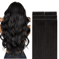 GOO GOO Invisi Edge Tape in Hair Extensions Human Hair, 1B Natural black, 6pcs 18inch 15g, Virgin Remy Hair, Seamless Injected Tape, Natural Look