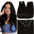 Full Shine Black Human Hair Clip in Extensions Triple Weft Remy Hair Extensions Clip ins Black Hair Extensions Real Human Hair for Women 12 Inch 7 Pcs 95 G
