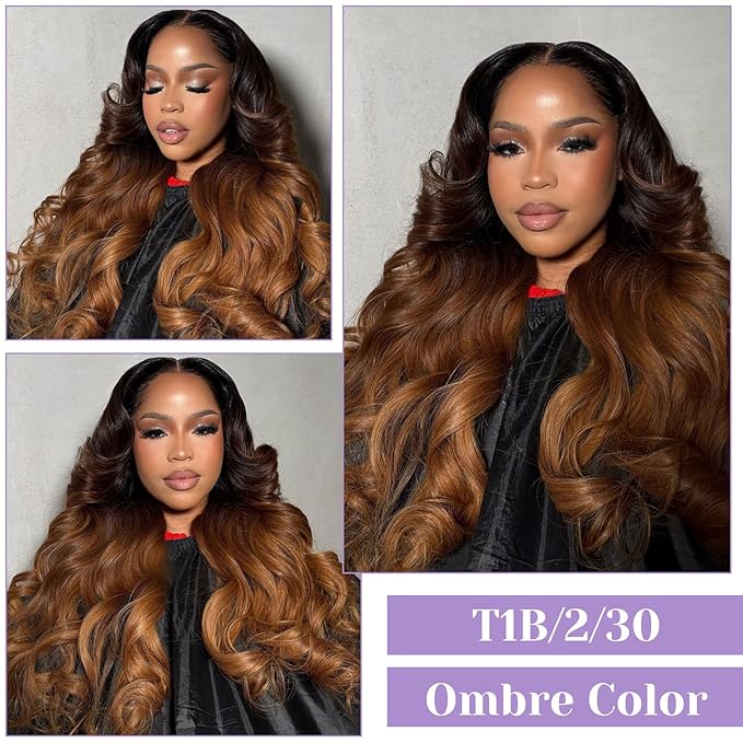 Ombre 5x5 Lace Closure Body Wave Chestnut Brown T1B/2/30 5x5 Transparent hd Lace Closure 100% Real Human Hair 16 Inch 150% Density