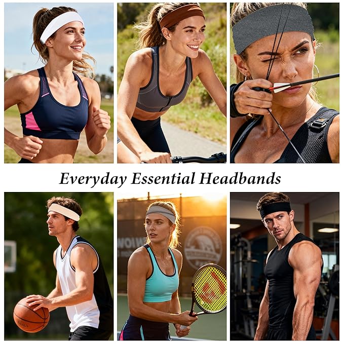 Headbands for Women Non-Slip Elastic Hair Bands, 6 Pack Stretchy Soft Cloth Sweat Band, Fabric Workout Headband, Fashion Head Bands for Yoga Running Sports