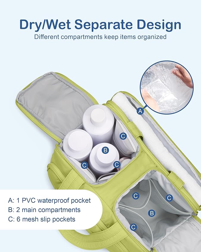 TOPDesign Travel Toiletry Bag for Women, Puffer Large Toiletry Bag, Lightweight Cosmetic Makeup Organizer with Handle for Traveling, Accessories, Essentials, Toiletries (Light Green)