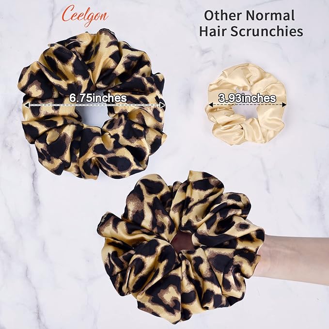 XL Big Silk Scrunchies for Women CEELGON Extra Large Scrunchie Satin Oversized Silk Thick Elastic Fluffy Hair Ties Jumbo Gigantic Soft Chiffon Cute Scrunchy Hair Scrunchies 6 Pack