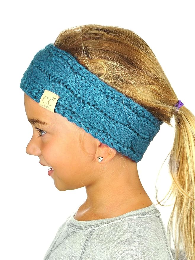 C.C Children's Kids' Winter Warm Cable Knit Fuzzy Lined Ear Warmer Headband