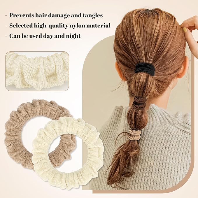 WantGor Hair Ties, Women 10PCS Hair Bands No Damage Elastic Scrunchies Seamless Ponytail Holders Hair Accessories Head Bands for Women's Thick Thin Hair (Neutral)