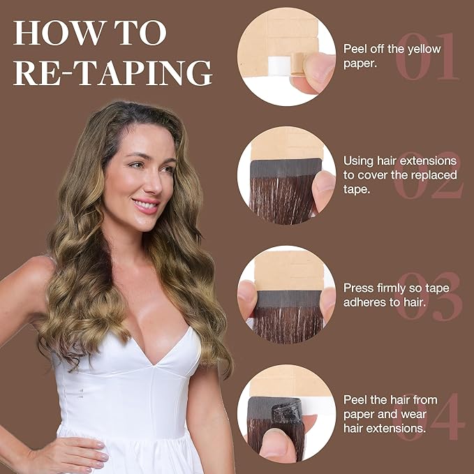 GOO GOO Tape in Hair Extensions Human Hair, Burgundy, 10inch 30g 20pcs, Skin Weft Seamless Invisible, Silky Straight with Thick Ends, Remy Human Hair