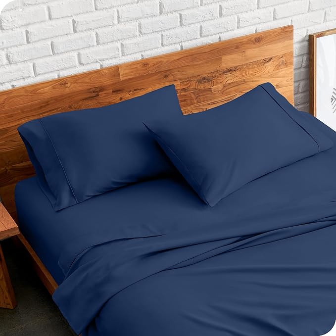 Bare Home Microfiber Pillow Cases - Standard/Queen Size Set of 2 - Cooling Pillowcases - Double Brushed - Dark Blue Pillowcases 2 Pack - Easy Care (Standard Pillowcase Set of 2, Dark Blue)