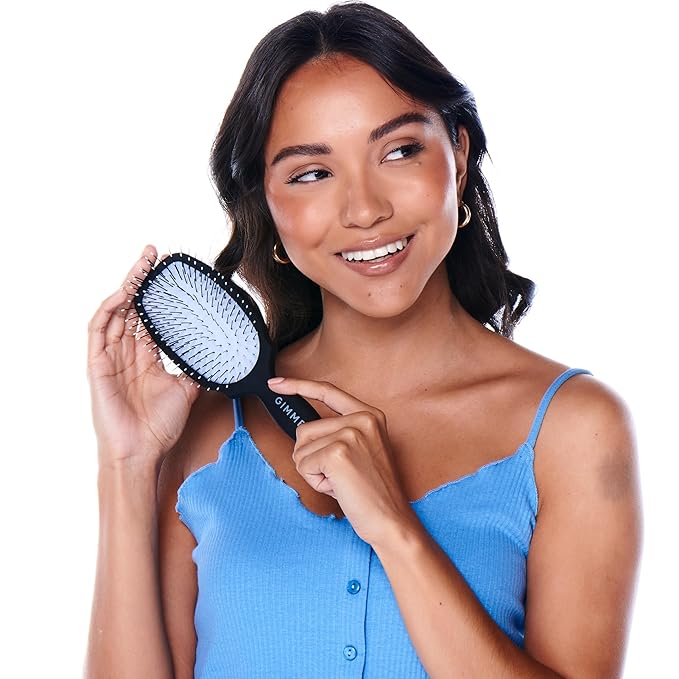 Gimme Beauty Detangling Brush - Curved Paddle Brush for Breakage-Free Detangling - Anti-Static & Frizz - Soft Glide with Ball-Tipped Bristles - Heat-Resistant Styling Tool - Medium Hair