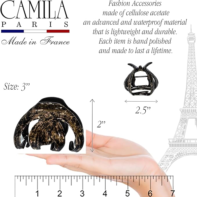 Camila Paris CP3866 French Octopus Hair Clip for Women Thick Hair and Long Curly Wavy Hair, Girls Hair Claw Clips, Styling Claw Clip for Thick Hair, Strong Hold No Slip Grip, Made in France