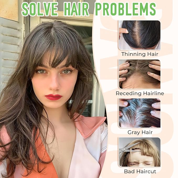 Bangs Hair Clip in Bangs 360°3D Cover Hair Topper Synthetic HairPieces for Women Light Brown Wispy Fake Bangs Toppers for Daily Wear