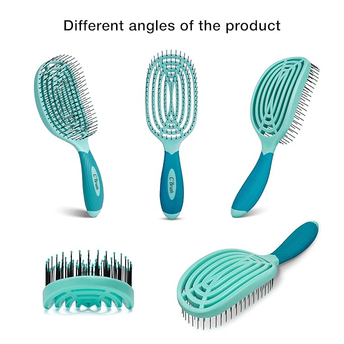 NuWay 4Hair C Brush - Professional Curved Hairbrush - Vented Design Delivers Smoothing And Volumizing Drying Experience - Heat Resistant Bristles For Drying Detangling and Styling - Turquoise - 1 Pc