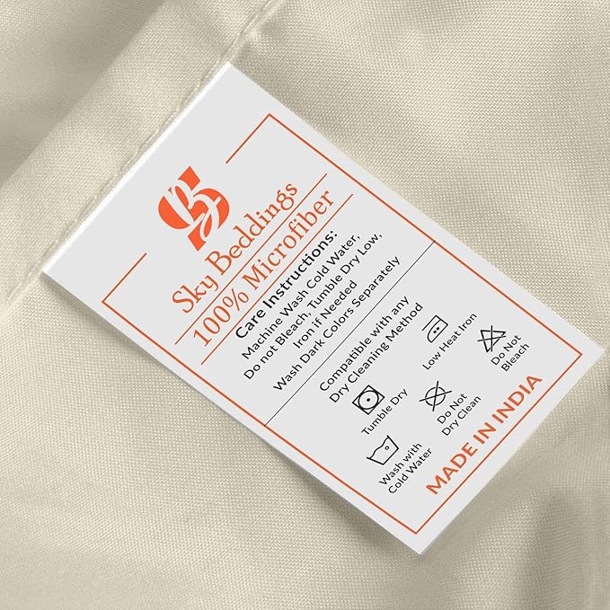 SKY BEDDINGS King Pillowcase Set of 2 - Soft Brushed Microfiber Pillow Cases with Envelope Clouser - Wrinkle-Free, Fade-Resistant Pillow Covers - 20 x 40 Inches, Ivory