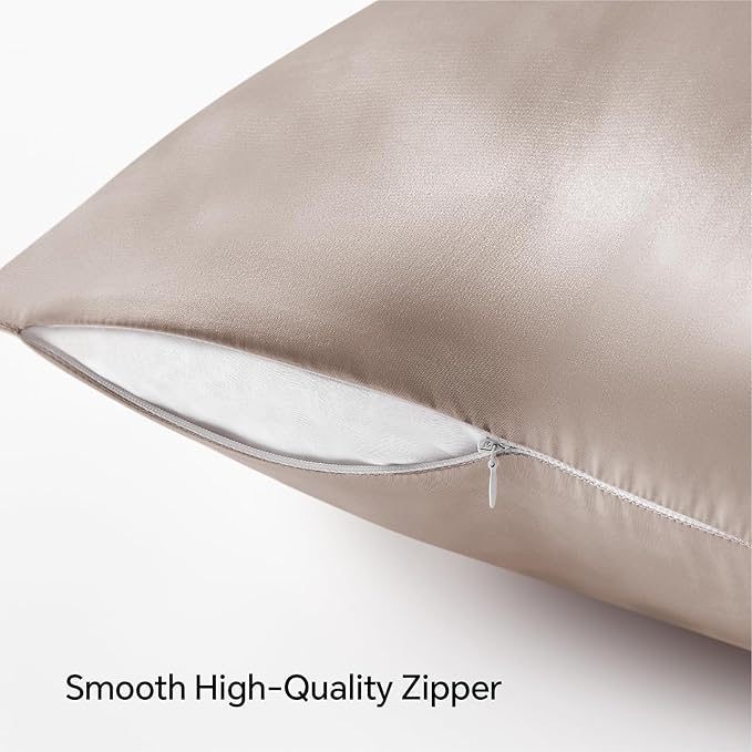 BEDELITE Satin Pillowcase with Zipper, Rose Taupe Pillow Cases Queen Size Set of 2, Super Soft and Cooling Similar to Silk Pillow Cases, Gift for Women Men(20x30 Inches)