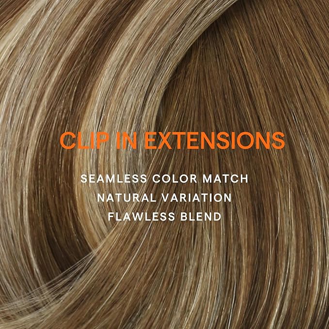 Full Shine Clip in Hair Extensions Real Human Hair Balayage Double Weft Clip in Extensions Straight Remy Hair Extensions Medium Brown Ombre Blonde Short Natural Human Hair 12 Inch 7 Pcs 95 G