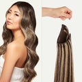 Luxy 100% Remy Human Hair – Halo Clip-In Hair Extensions –Natural Looking Volume & Length - One-Piece - Easy 5-Min Application 180 grams 20" Mocha Brown Highlights