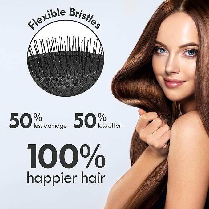 Air Cushion Detangling Hair Brush - 4 Pack Detangler Hairbrush with Ultra Soft Bristles for Effortless Tangle Removal - For Wet Dry Damaged Curly Hair for Women Men Boys Girls Kids - Red