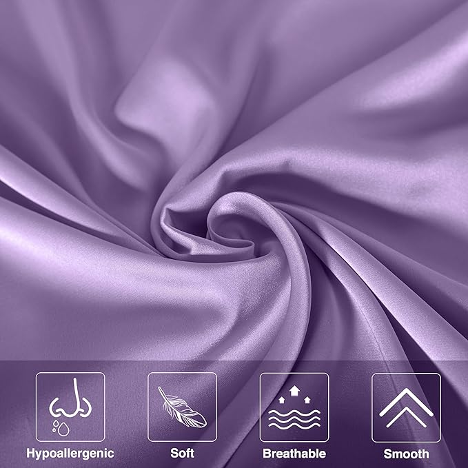 Mulberry Silk Pillowcase for Hair and Skin,Cooling Silk Pillow Case with Hidden Zipper,Allergen Proof Dual Sides Soft Breathable Smooth Silk Pillow Cover for Women (Violet, Toddler)