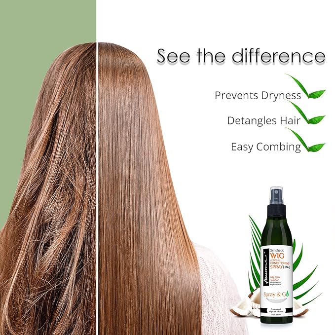 Awesome Synthetic Wig Leave in Conditioner Spray, pH6, Professional Wig Care Solution, Moisturizes & Replenishes, 7 fl oz (1 set of 2)