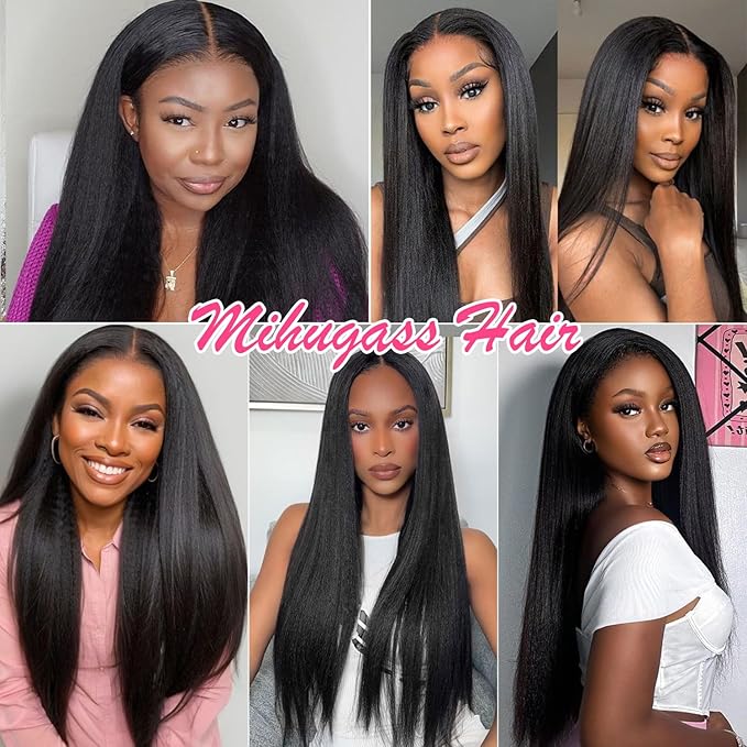 26 Inch Seamless PU Yaki Straight Clip ins Hair Extensions Real Human Hair For Women Invisible Yaki Straight Clip ins Hair Extensions (26inch,#1B)