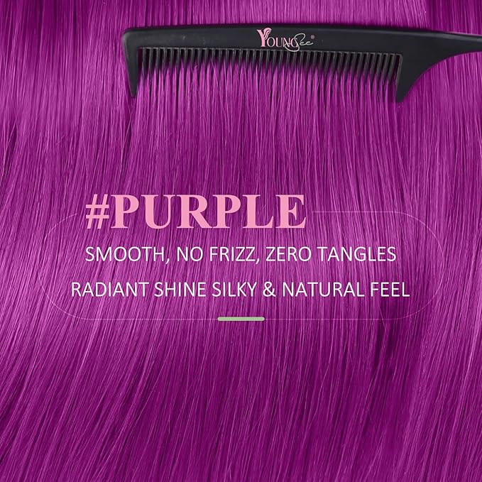 YoungSee Tape in Hair Extensions Real Human Hair Purple Invisible Tape in Human Hair Extension Purple 18 Inch Human Hair Tape in Extensions Colored 10pcs 25g Prom Night