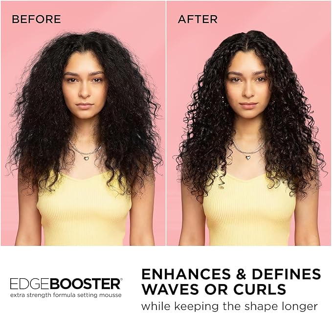 Style Factor EDGE BOOSTER Extra Strength Setting Mousse Travel Size – Frizz Control, Extra Volume, and Conditioning – 2.5oz Ruby Mousse for Curly Hair