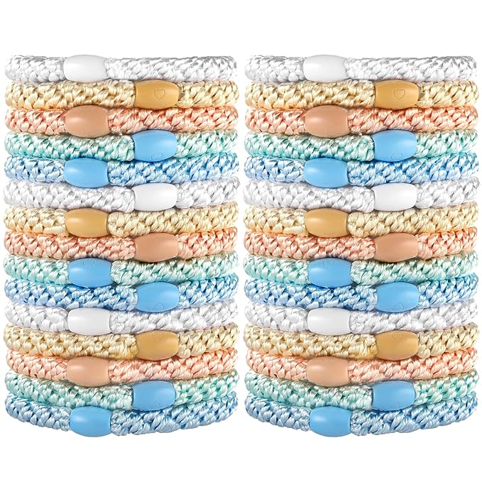 Hair Ties for Thick Hair, Funtopia 30 Pcs Ponytail Holders Elastics Hair Bands, No Damage No Crease Hair Elastics for Women Girls Teens