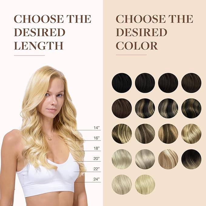 GOO GOO Clip in Hair Extensions Real Human Hair, Remy Human Hair Extensions Clip ins for Women, Natural Human Hair, 18inch 130g 7Pcs, 613R Bleach Blonde