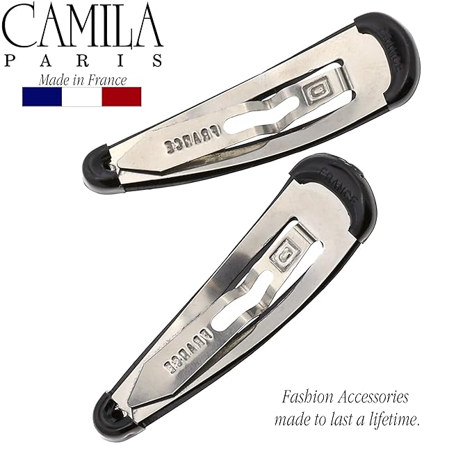 Camila Paris AD87/2 French Hair Barrettes Clips, Snap Hair Slides Clic Clac for Women, Styling Girls Side Slide-in Metal Snap Pin Hair Accessories for Women. Strong Hold, No Slip Grip, Made in France