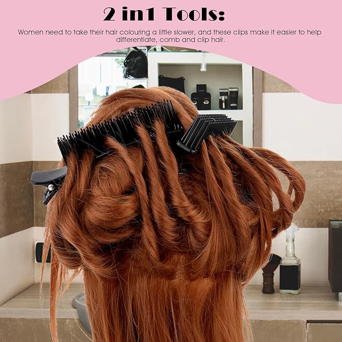 2PCS Hair Clips for Styling Sectioning, Professional Alligator Grip Clips for Salon & Home Styling - Non-Slip Sectioning Hair Holders, Perfect for Haircuts & Dyeing- Hair DIY Accessories