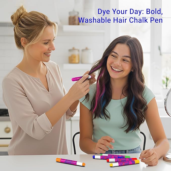 Desire Deluxe - Girls Gifts Hair Chalk 10 Temporary Non-Toxic Easy Washable Hair Dye Colourful Pens