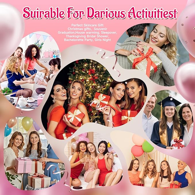 110PCS Spa Party Supplies for Girls Spa Party Favors Include Face Masks Skincare, Hand Cream, Lip Balm, Eye Patches, Lip Mask, Mini Hair Brush, Stocking Stuffers for Teen Girls, Sleepover Party Gifts