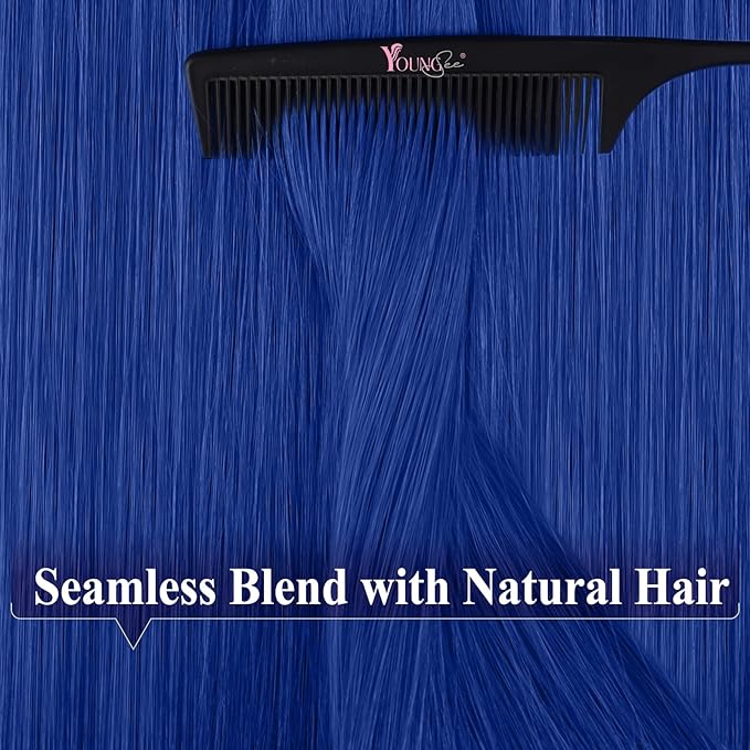 YoungSee Tape in Hair Extensions Human Hair Blue Human Hair Tape in Extensions Blue Tape in Human Hair Extensions 12Inch Short for Women 10Pcs 25G