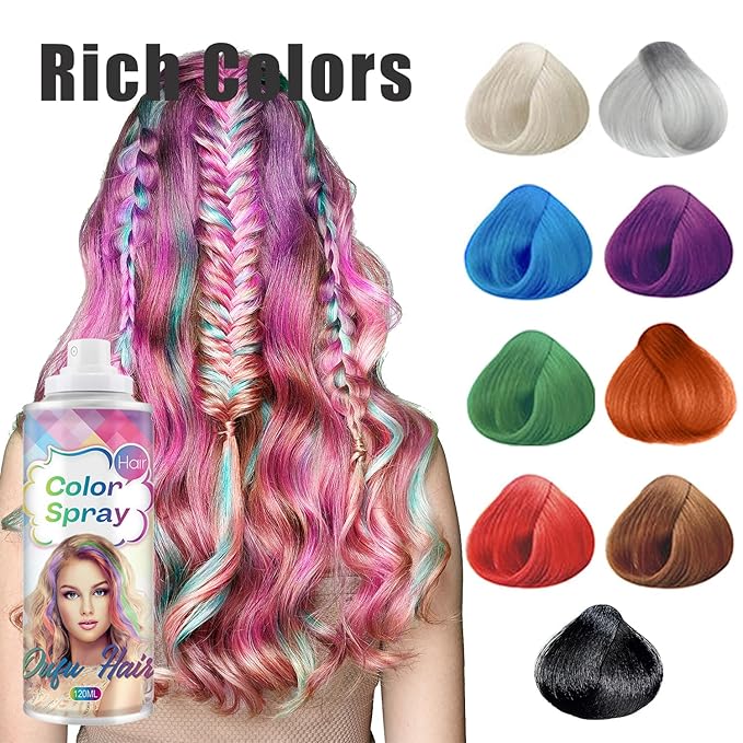 Temporary Hair Color Spray, Blue Hair Dye Pomades for Kids and Women-Perfect for Cosplay, Christmas, and Halloween Parties, Natural Washable Quick-Drying, One-Time Use in one wash (Blue, 120ml)