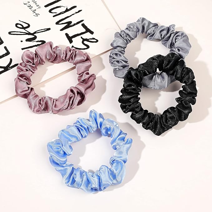 Satin Silk Hair Ties Small Mini Scrunchy for Women Cute Soft No Slip Ponytail Holders 12 Pcs Mini Bulk Scrunchies Elastic Hair Bands for Thick Curly Hair Pony Tails Hair Ties