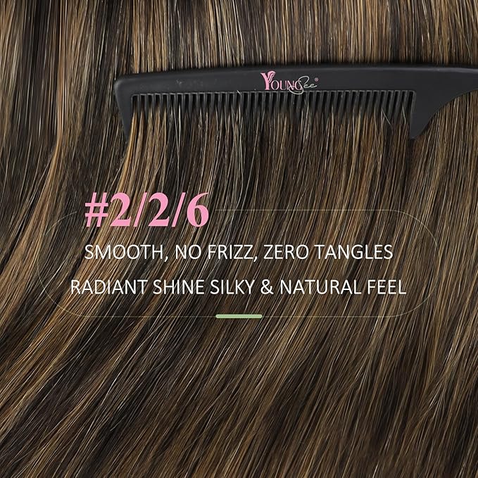 YoungSee Tape in Hair Extensions Real Human Hair Brown Balayage Tape in Hair Extensions Ombre Dark Brown Roots to Brown Tape-in Hair Extension Human Hair 14In for Everyday Wear 20pcs 50g