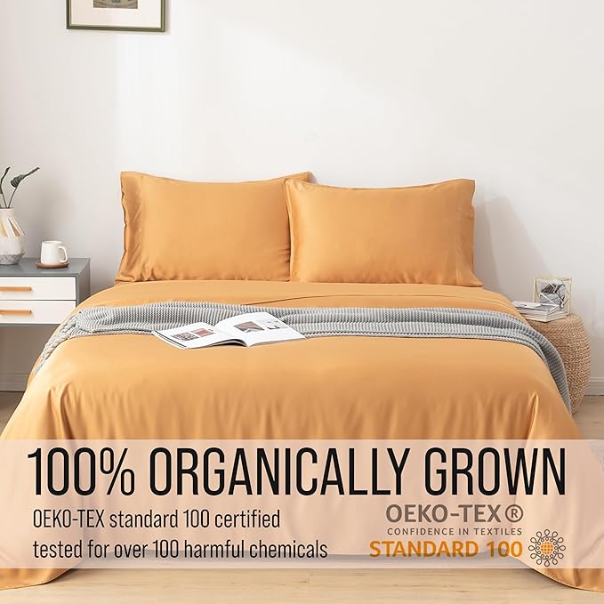 Bella Coterie | Luxury Bamboo Viscose King Size Pillowcase Set | 100% Organically Grown | Ultra Soft | Cooling | 2 Pcs [Marigold]