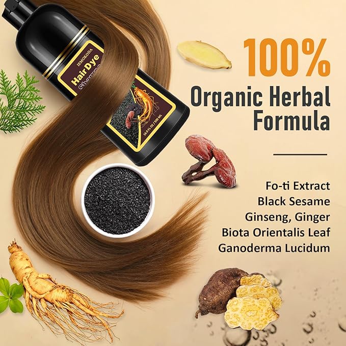 Dark Brown Hair Dye Shampoo for Gray Hair - 3-in-1 Coloring & Nourishing Formula, Natural Shampoo Dye Hair Color for Women & Men, Gentle Covers Gray Hair in Minutes, Champu Para Canas, 16.9 Fl Oz