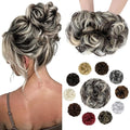 Messy Bun Hair Piece Wavy Curly Scrunchies Fluffy Donut Thick Updo Elegant Chignon Hairpieces for Women Girls, Dark Brown Mix Bleach Blonde 1.4oz