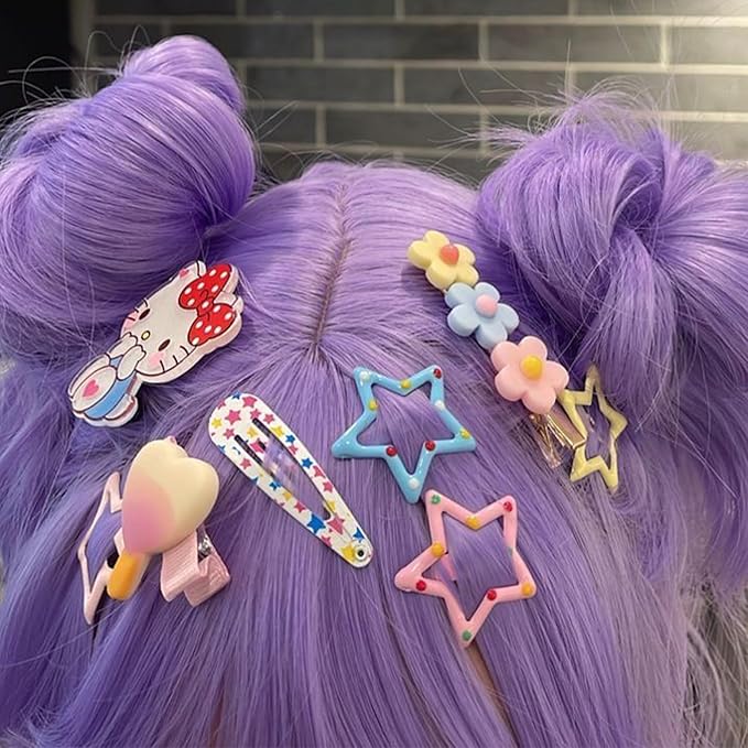 Star Hair Clips Multiple Colors Snap Hair Barrettes Non Slip Star Hair Accessories Metal Hair Clips for Girls Women -15 PCS 1.18"