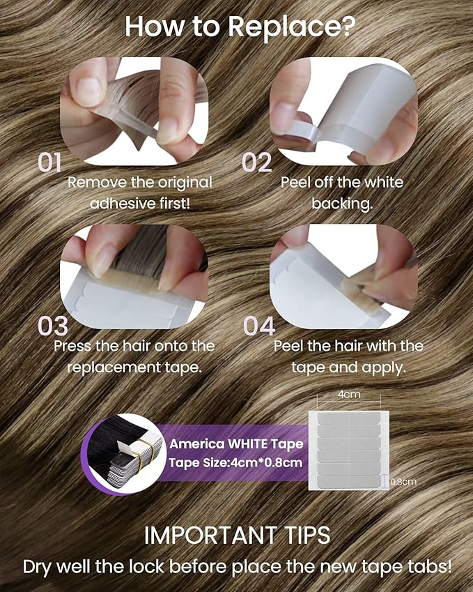 LaaVoo Hair Extensions Tape in Brown Balayage Human Hair Tape in Extensions Ombre Brown to Caramel Blonde with Brown 18inch 20pcs 50g