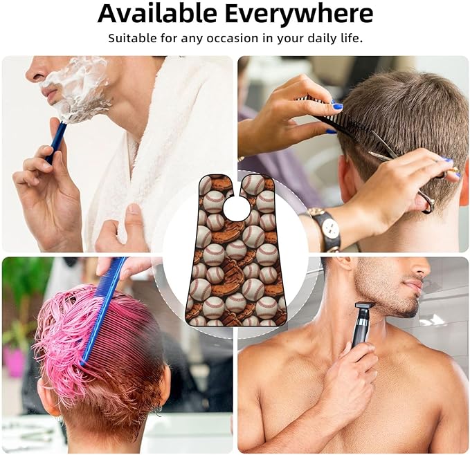 Non-Stick Beard Bib for Shaving, Baseballs Shave Bib, Waterproof Hair Catcher with Suction Cups, Grooming Apron Men Husband