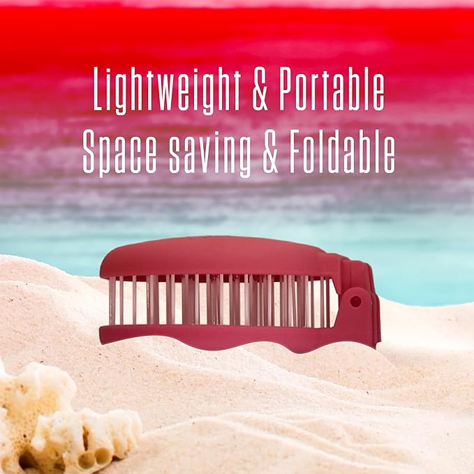 Mini Detangler Travel Hair Brush with Mirror, Makaron Hair Brushes for Women, Men and Kids, Unique 3D Flexible Design for All Hair Types, Styling Accessory, Travel Essentials for Women (DARK PINK)