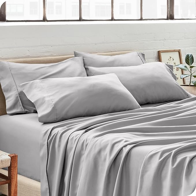 Bare Home Microfiber Bulk Pillow Cases - Standard/Queen Size Set of 4 - Cooling Pillowcases - Double Brushed - Light Grey Pillowcases 4 Pack - Easy Care (Standard - 4 Pack, Light Grey)