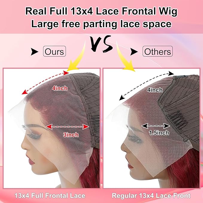 MEIMEI 200 Density 99J Burgundy Lace Front Wigs Human Hair Loose Wave 15A 13x4 Full Large Lace Space Frontal Wig Pre Plucked with Baby Hair Glueless Burgundy Loose Deep Wave Wigs 22 Inch