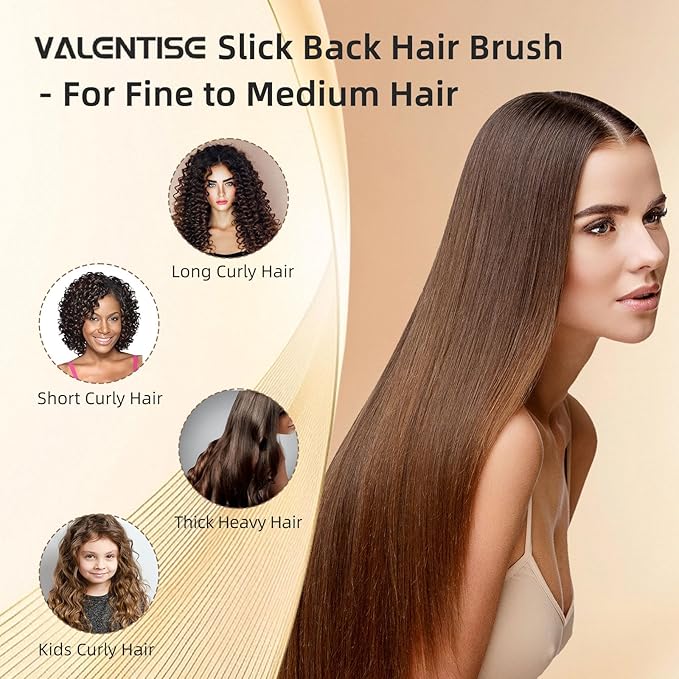 Boar Bristle Slick Back Hair Brush, Teasing Hair Brush with Black Carbon Fiber and Stainless Steel Tail Comb, Slick Hair Brush Set for Parting and Sectioning, Suitable for All Styling