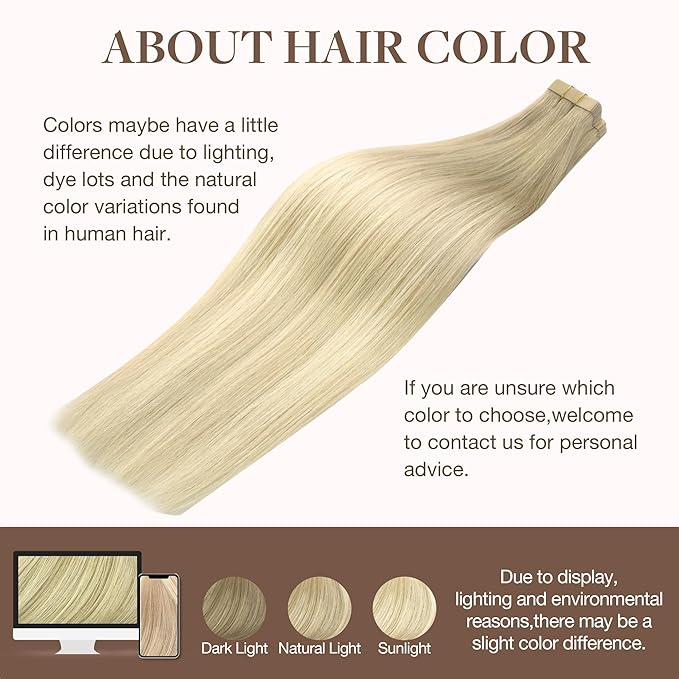 GOO GOO Tape in Hair Extensions Human Hair, 18ET90A Natural Blonde Balayage, 14inch 50g 20pcs, Skin Weft Seamless Invisible, Silky Straight with Thick Ends, Remy Human Hair